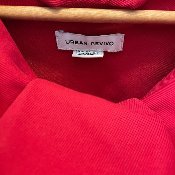 Urban Revivo XS Red Denim Hoodie | Streetwear Pullover, NWOT, Bold Slogan - Picture 5 of 9